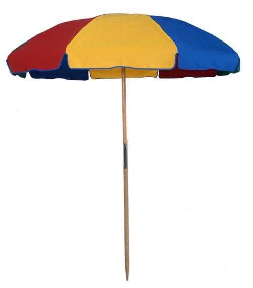 Wood Beach Umbrella 7.5 ft. Special – Fiberglass Ribs – With Button
