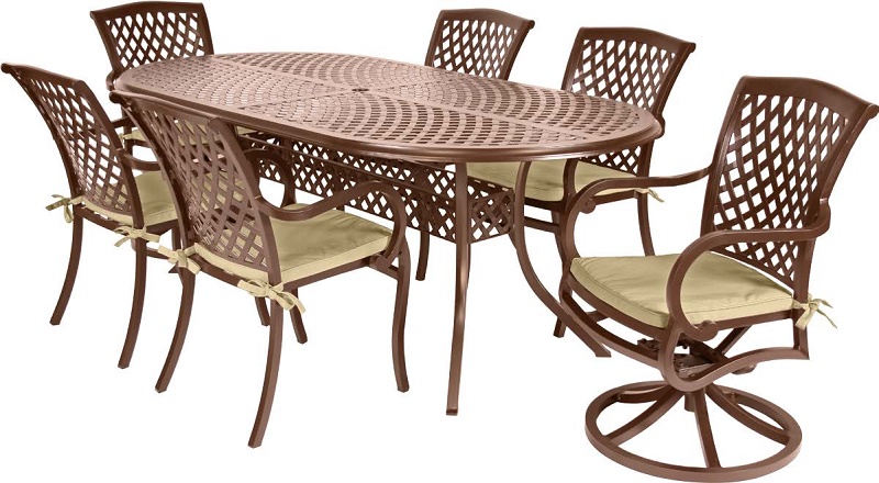 7 Pc. Patio Dining Furniture Set w/ Motion Chairs (Wellington Collection)